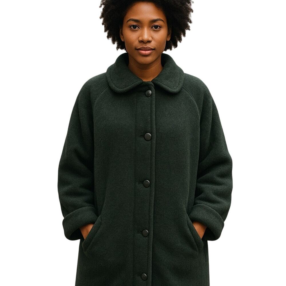 VTG Mackintosh Hunter Green 100% wool pea coat Jacket Button-Up double zip Sz 8